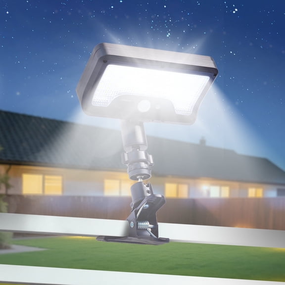 HAARAY Clip On Solar Light Outdoor, Motion Sensor Security Flood Light, USB Charging and Solar Powered Fence Lights for Yard, Deck, Gutter, Camping, 3 Mode Settings, IP65 Waterproof, 1 Pack