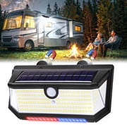 HAARAY Magnetic Solar RV Lights Outdoor, 218 LED Super Bright Motion Sensor Outdoor Lights, 2400mAh RV Porch Exterior Light IP65 Waterproof with Warning Light for Travel Trailer Truck Camper, 1 Pack