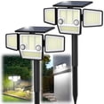 thumbnail image 1 of HAARAY Solar Motion Sensor Lights Outdoor with Ground Stake, 3-Head Adjustable 2500LM 236 LED Solar Wall Security Flood Lights IP65 Waterproof for Outside Porch Backyard Patio Garage, 2 Pack, 1 of 11