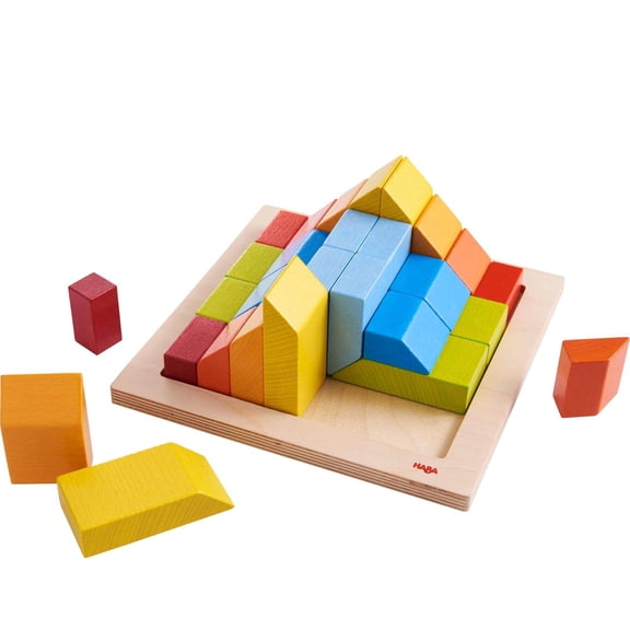 HABA 3D Arranging Game - Creative Stones Wooden Building Blocks & Stacking Toy for Toddlers - Wooden Montessori Toy with Pattern Cards