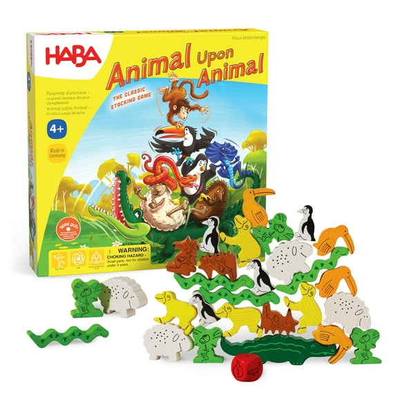HABA Animal Upon Animal - Wooden Stacking Game & Family Board Games for Ages 4+