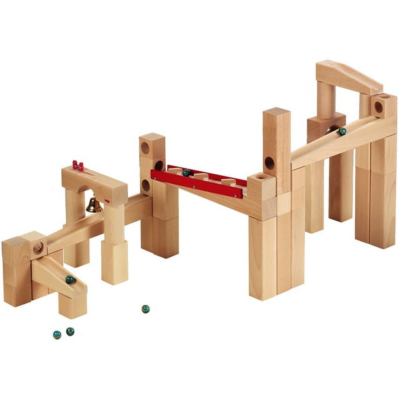 HABA Ball Track Large Basic Set - 42 Piece Wooden Marble Run for