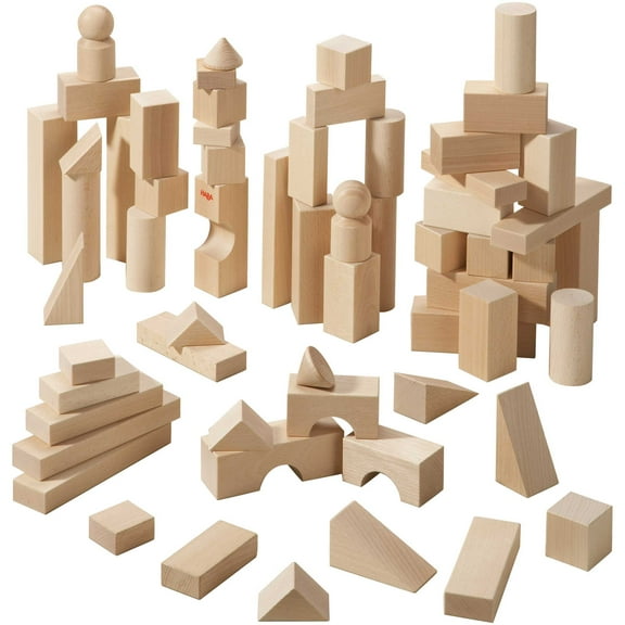 HABA Wooden Building Blocks 60 Piece Set, Toddler Blocks for Ages 2-4
