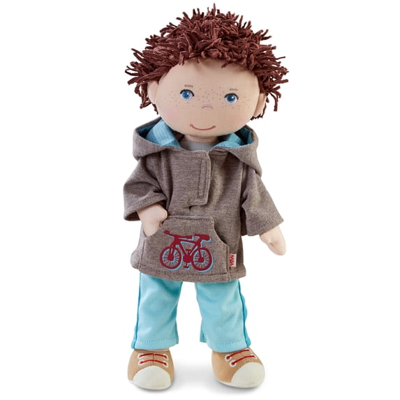 HABA Lian 12" Soft Doll - Baby Boy Doll with Brown Hair and Blue Eyes, Perfect Plush Toy for 18 Months & Up with Embroidered Face (Machine Washable)