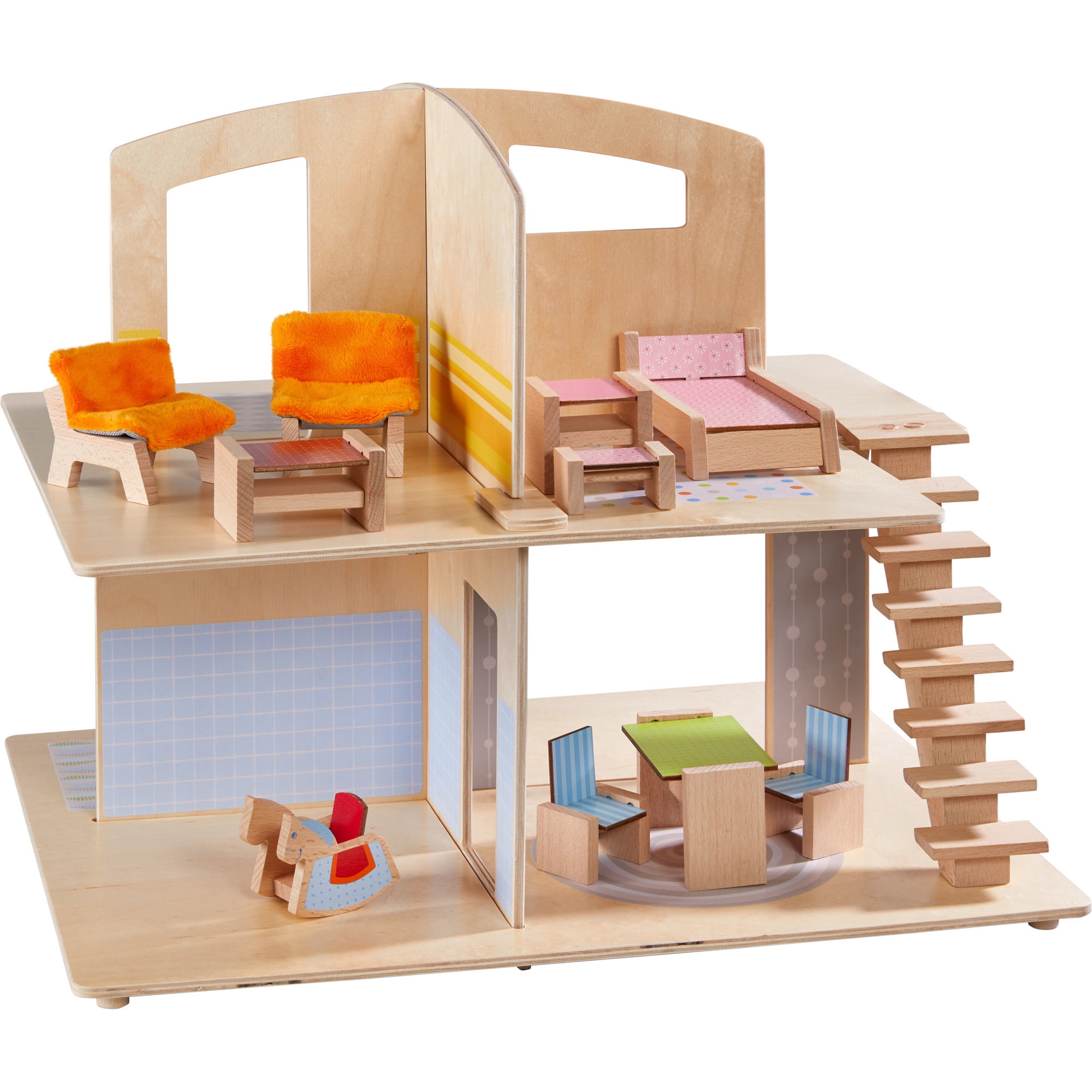 Boley American Doll House - 21 Pc Kids & Toddler Toy House Playset with  Small Furniture & Dolls