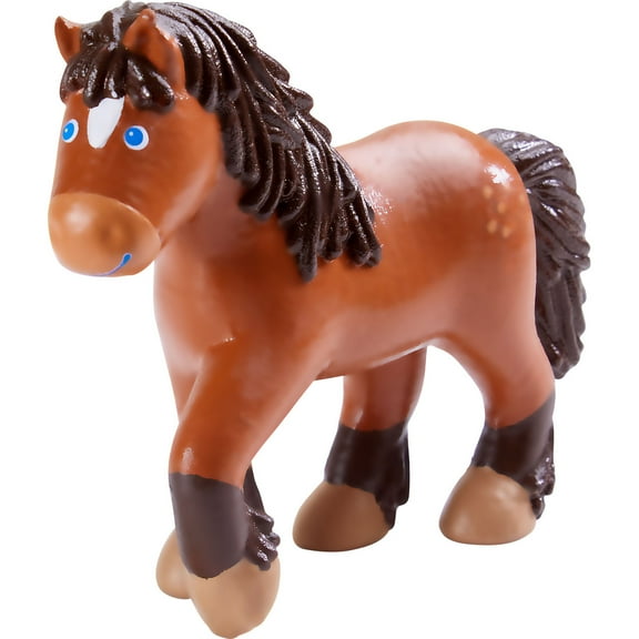 HABA Little Friends Brown Horse - 4.5" Chunky Plastic Draft Horse Toy Figure