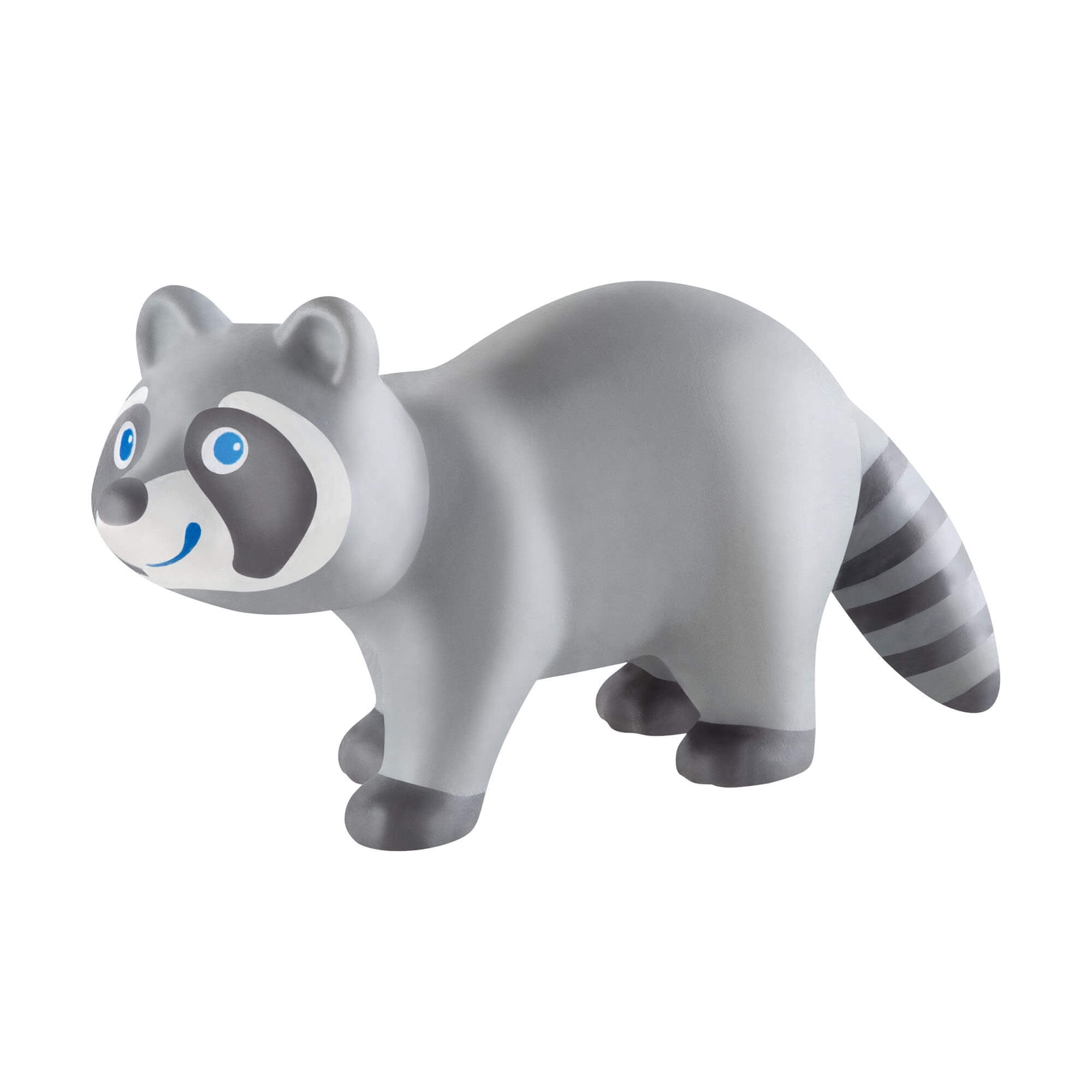 Gray and White Chunky Plastic Raccoon Toy Figure