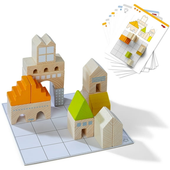 HABA Wooden Building Blocks Logical Master Builder with Challenge Cards