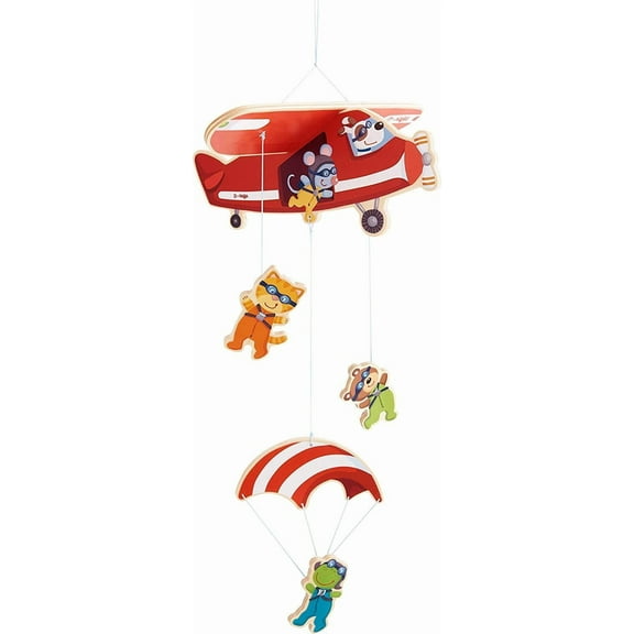 HABA Mobile Parachuters Colorful Wooden Mobile for Cribs & Changing Tables