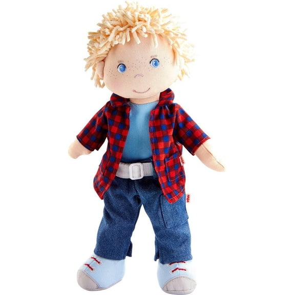 HABA Nick 12" Soft Doll - Baby Boy Doll with Blonde Hair and Blue Eyes (Machine Washable) Perfect Plush Toy for 18 Months & Up
