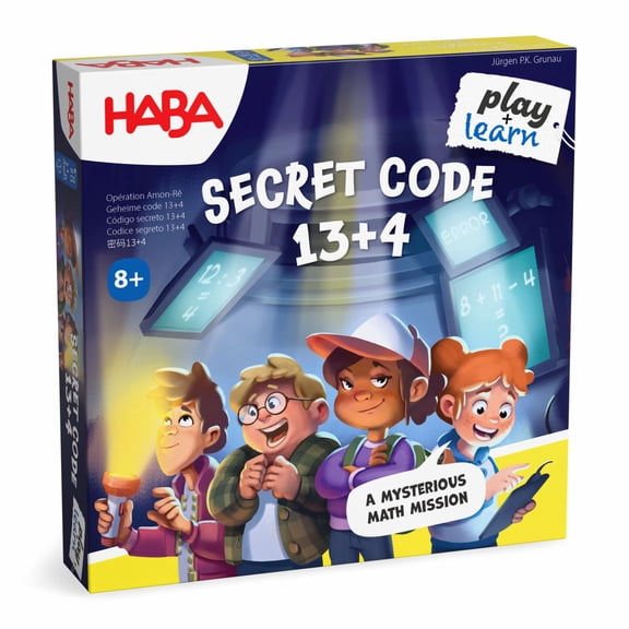 HABA Secret Code 13+4: Math Games for Kids 8-12, Learning Games for Classroom or Family Night for Multiplication & Math Practice