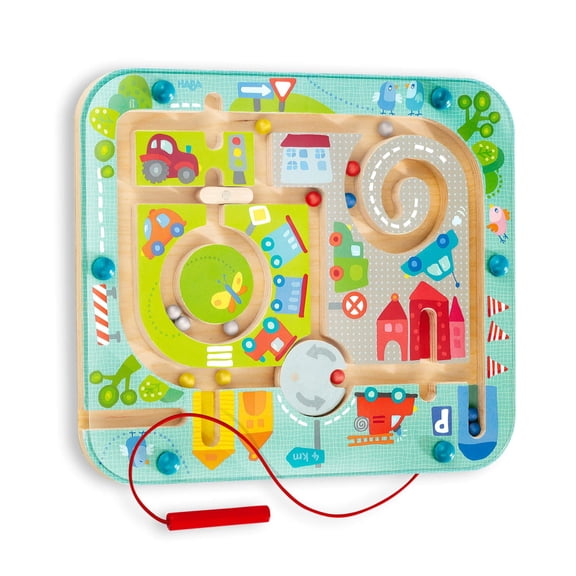 HABA Busy Board for Toddlers 2 years and Up: Town Magnetic Maze Puzzle Game - Toddler Travel Toys for Preschoolers