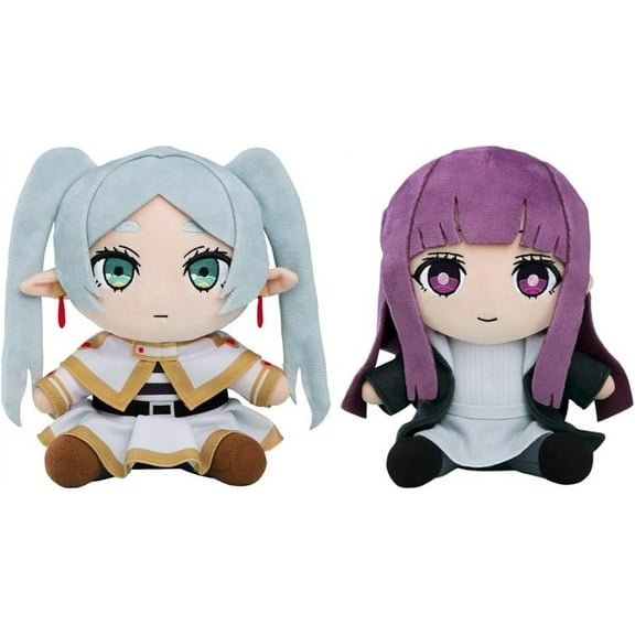HABETI 2pcs Fern/Frieren Plush Anime Plushies Stuffed Pillow Cartoon Character Throw Cute Cuddle Figure Cushion Home Sofa Decoration 9.8"/25cm