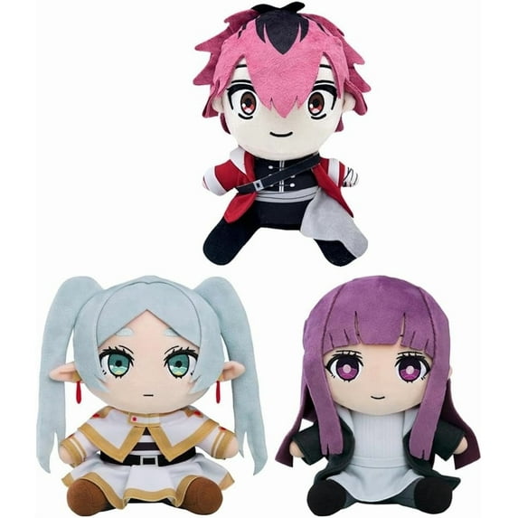 3pcs Stark/Fern/Frieren Plush Anime Plushies Stuffed Pillow Cartoon Character Throw Cute Cuddle Figure Cushion Home Sofa Decoration 9.8"/25cm