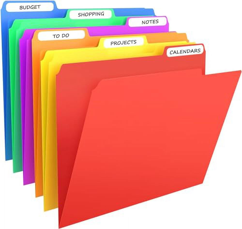 HABGP 6Pcs Colored File Folders Letter Size with Tabs, Manilla Folders