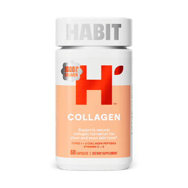 HABIT Collagen Supplement, Types 1 & 3 Collagen Peptides, Vitamin C and E, 60 Capsules