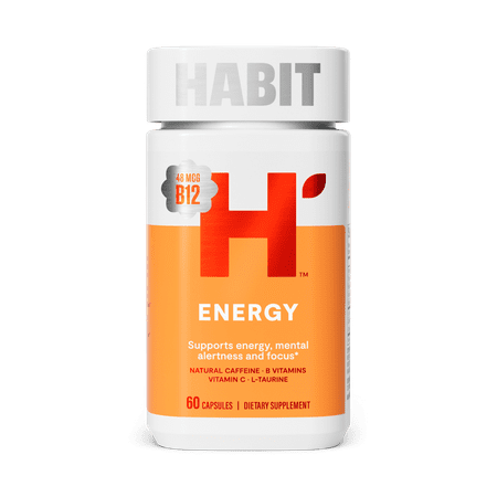 HABIT Energy Supplement, Supports Mental Alertness & Focus, Green Tea Extract, Vitamins B & C, 60 Capsules