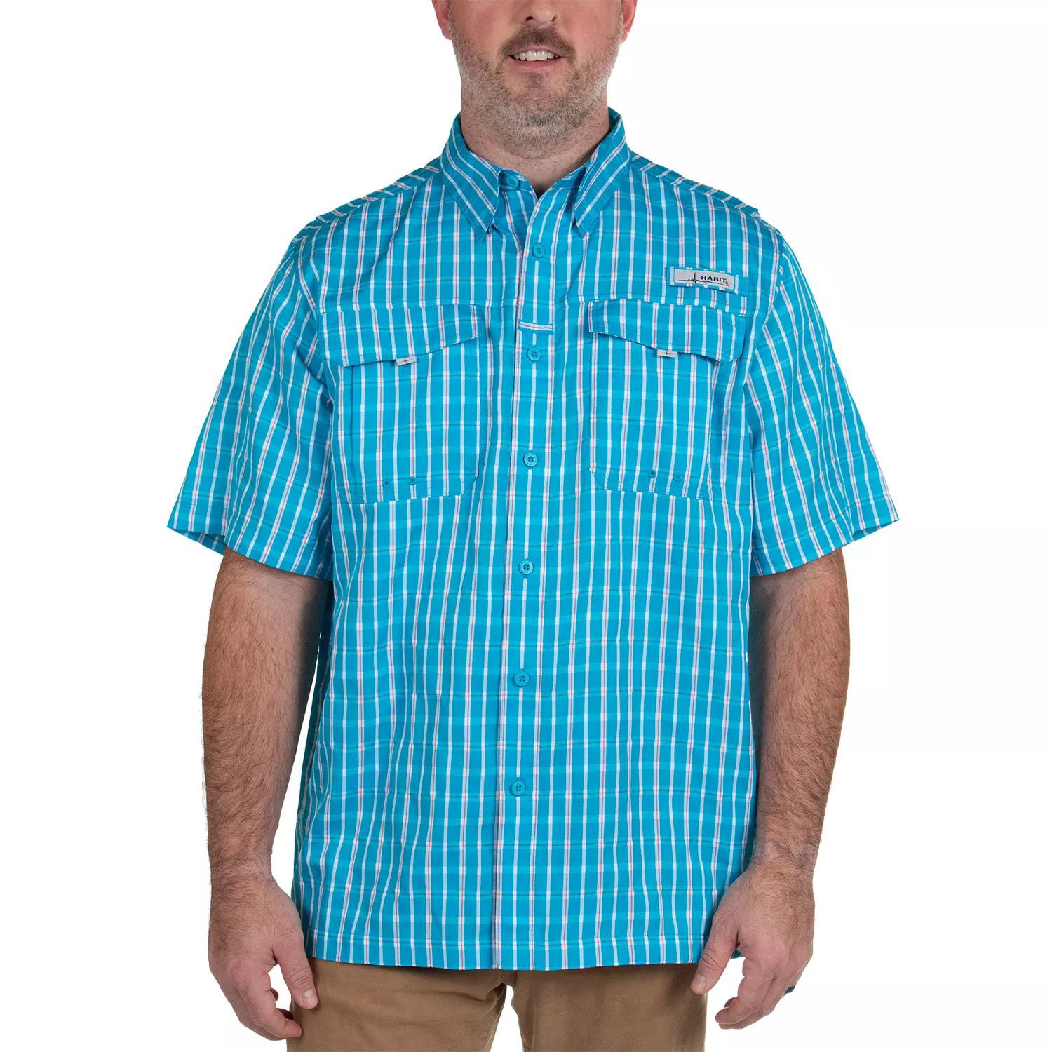 Habit Men's UPF40+ Crayfish Creek Short Sleeve River Shirt (Vivid