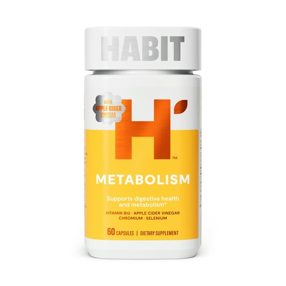 HABIT Metabolism Supplement, Supports Digestive Health, B12, Apple Cider Vinegar, Chromium, 60 Capsules