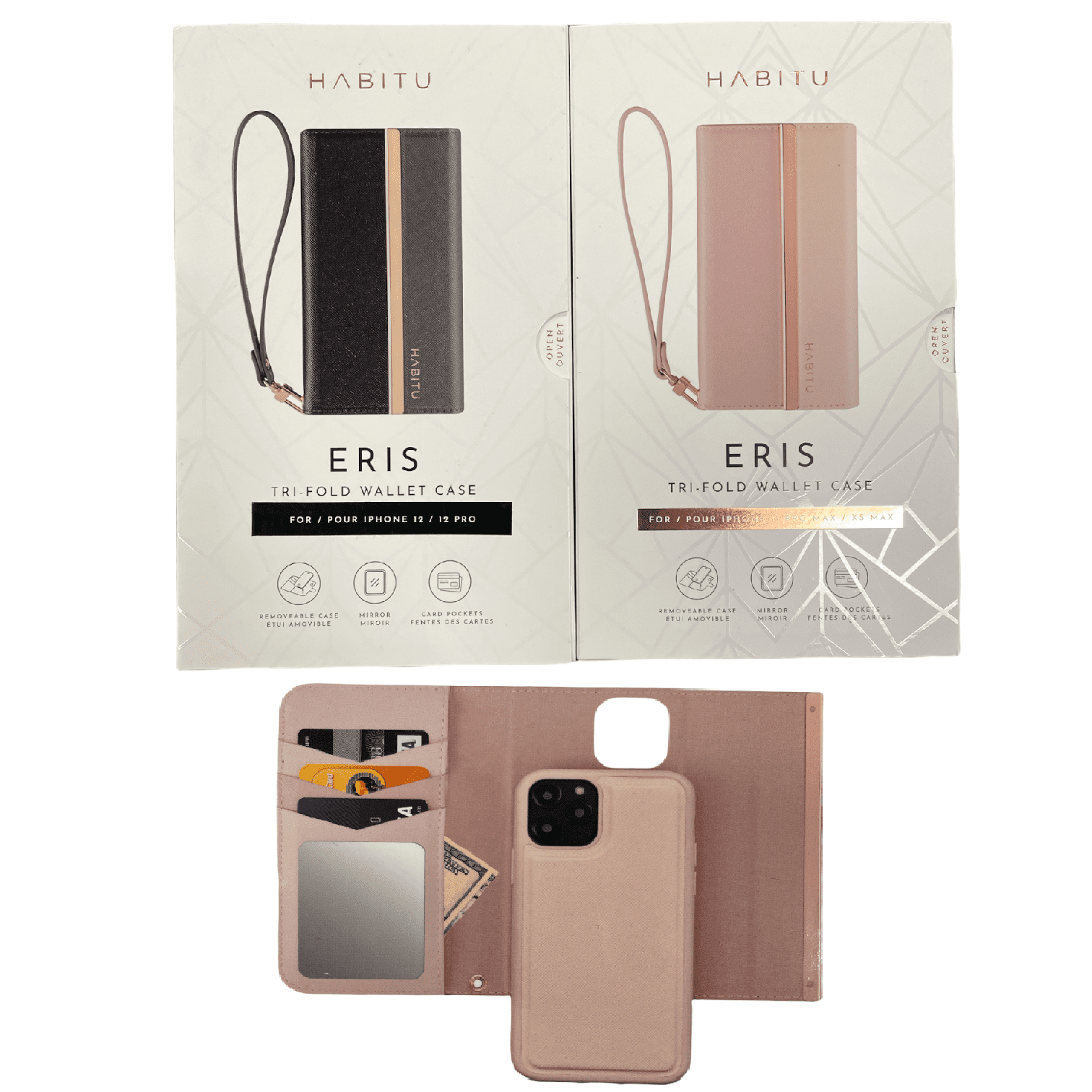 HABITU Folio Collection 2022 Eris Tri Fold Pink Wallet Case for