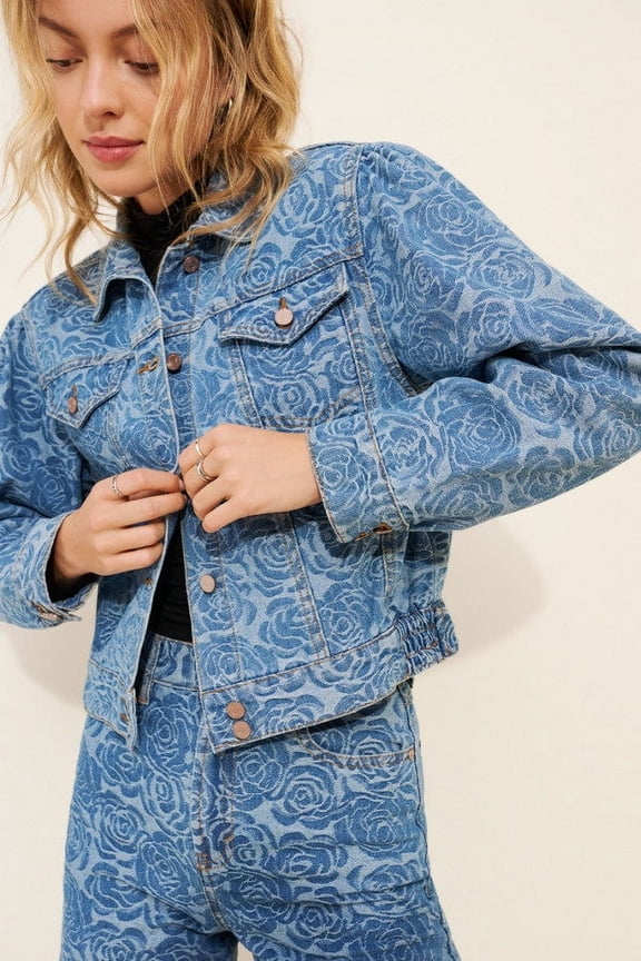 HABITUAL Jacquard Rose Denim Jacket