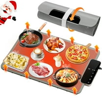 HABIUBIU Food Warming Mat, Electric Warming Tray with 6 Temperature Settings, Portable Food Warmer for Party, Kitchen, Silver Gray