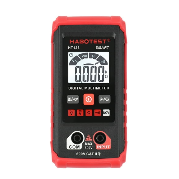 HABOTEST Digital Multimeter HT123 Auto Multi-meter True RMS 2000 Counts AC/DC Voltage Resistance NCV Test with LCD Backlight Flashlight Data Hold