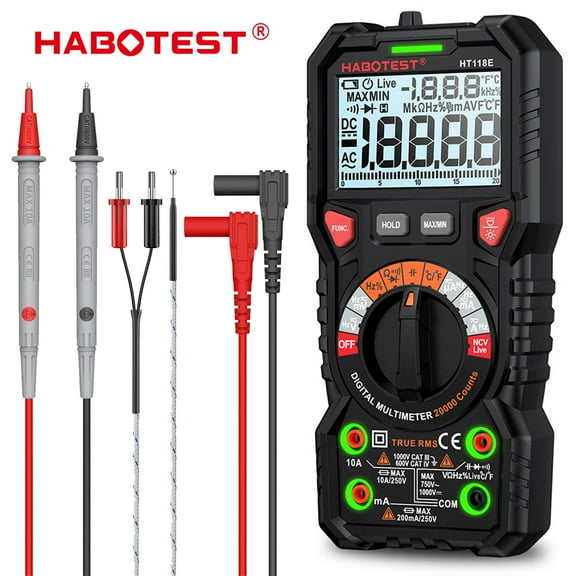 HABOTEST Digital Multimeter TRMS 20000 Counts Multi Tester AC/DC Voltmeter Ohm NCV TRMS with LCD Multi Tester