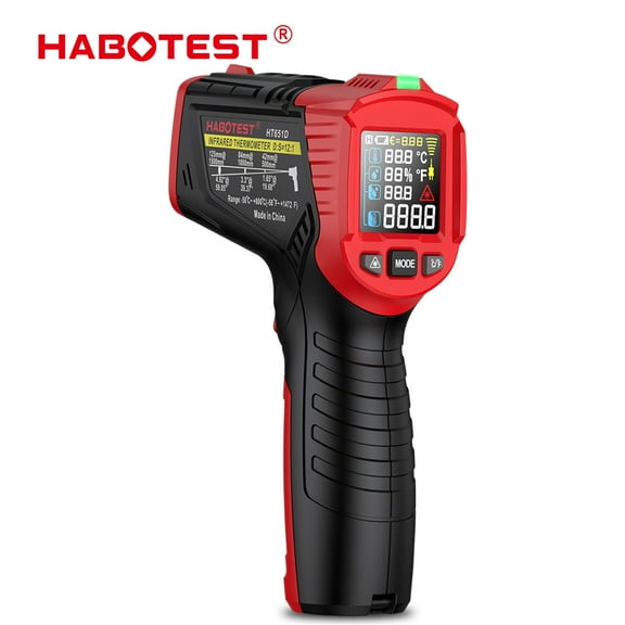 HABOTEST Digital Non Contact Infrared Thermometer K type Dew Point Uv Leak 1472f Temp -58 Meter Dew Adjustable To 1472℉ for Electrical, Mechanical, HVAC, Automotive,Kitchen