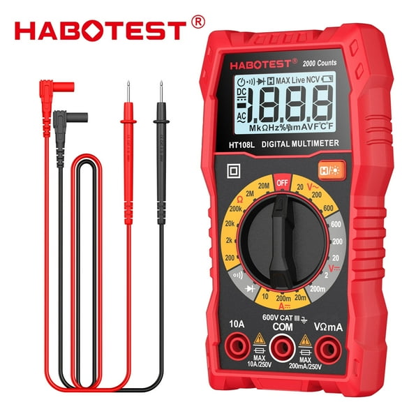 HABOTEST HT108L Digital Multimeter DC AC Voltmeter,TRMS 2000 Counts Electrical Tester,Ohm Volt Amp Mete,Electric Tools for Househould Outlet
