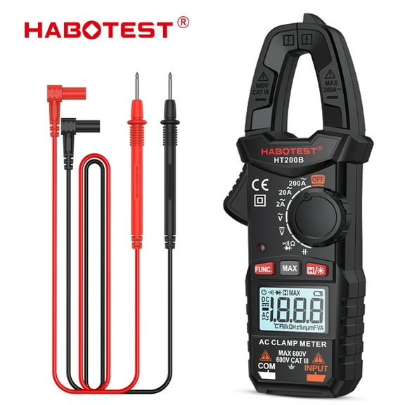 HABOTEST HT200A Digital Clamp Meter Multimeter,2000 Counts,Clamp Multimeter,Handheld AC DC Amp Volt Ohm Meter