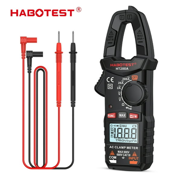 HABOTEST HT200B Digital Clamp Meter Multimeter,2000 Counts,Clamp Multimeter,Handheld AC DC Amp Volt Ohm Meter