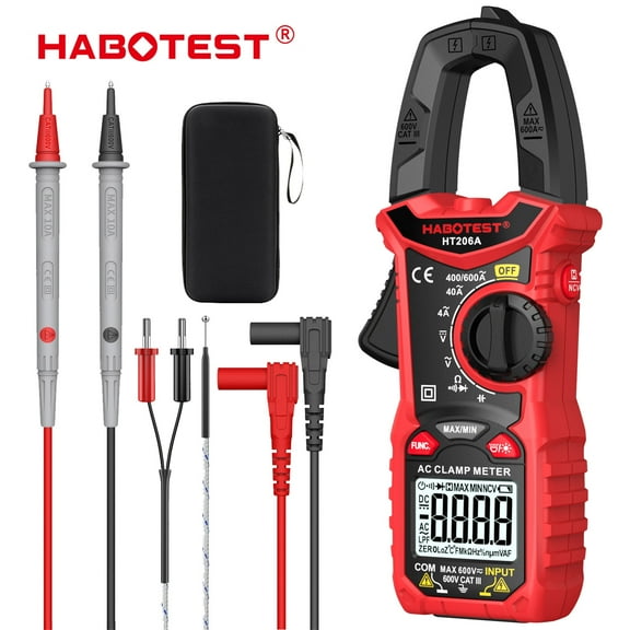 HABOTEST HT206A Clamp Meter Multimeter Automatic High Precision Digital Ammeter Clamp Meter for Measuring Voltage, Current, NCV Clamp Multimeter