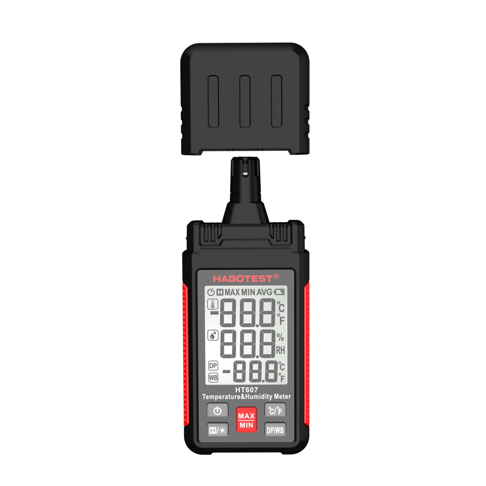 HABOTEST HT607 Digital Hygrometer Handheld \u0026 Humidty Meter Thermo-hygrometer LCD Hygrometer Psychrometer Bulb Dew Point Humidity with MaxMinData Hold Mode
