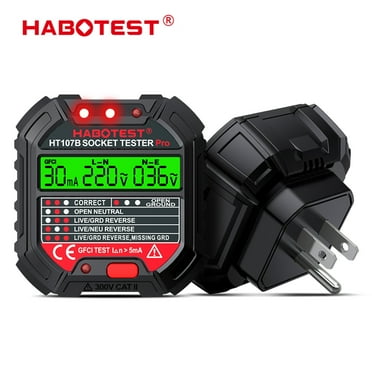 HABOTEST Outlet Tester Electrical GFCI Receptacle Detector with LCD Display, 3 Prong 120V AC Voltage Socket Checker