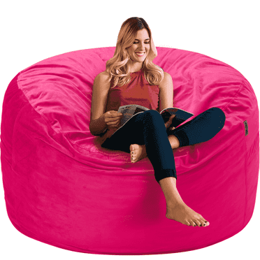 Congermom Bean Bag Chair Stuffed Memory Foam for Adults & Kids with Velvet Ultra Soft Fur 3FT，Pink