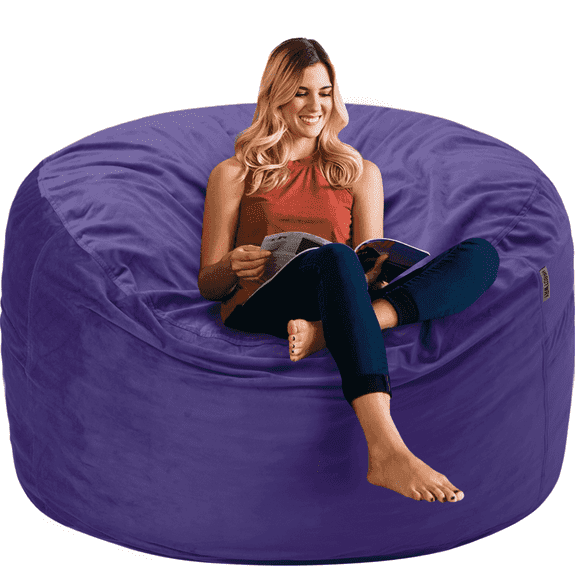 Congermom Bean Bag Chair Stuffed Memory Foam for Adults & Kids with Velvet Ultra Soft Fur 3FT，Purple