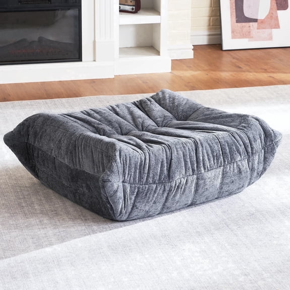 HABUTWAY Memory Foam Bean Bag Ottoman, Velvet Pouf Foot Rest for Living Room, Bedroom, Dorm, Office – Lightweight, No Assembly, Fireside Lazy Sofa Companion