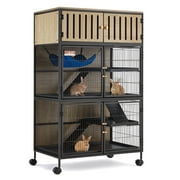 HABUTWAY Metal Large Small Animal Cage 5 Levels, 50.0" H Rolling Guinea Pig Cage with Removable Ramps & Double Door, Ferret Cage with Locker