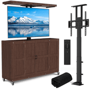 HABUTWAY Outdoor Motorized TV Lift Cabinet 15.35  Solid Wood for 32-65  TVs, Weatherproof Rolling TV Stand with Remote, Patio Backyard Poolside TV Cabinet on Wheels