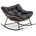 thumbnail image 1 of HABUTWAY Outdoor Rocking Chair with Thick Cushion, Ergonomic Rattan Egg Chair with Secure Straps for Indoor, Supports Up to 450 lbs, Black, 1 of 7