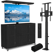 HABUTWAY Outdoor Motorized TV Lift Cabinet Solid Wood for 32-65  TVs, Weatherproof Rolling TV Stand with Remote, Adjustable Height 28 -68 , Patio Backyard Poolside TV Cabinet on Wheels