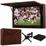 HABUTWAY 55.8" Solid Wood Outdoor TV Enclosure for 32-55" TVs, Weatherproof Cabinet with Wall Mount & Oxford Cover, Walnut