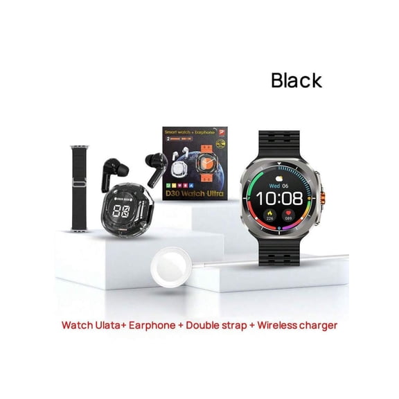 HACFUN Combo Smart Watch & Earbuds 1.46inch Full Touch Screen, Fitness Tracker Sleep Monitoring, Voice Assistant, Wireless Call Make/Answer, Music Control, Message Notification, Best Gift