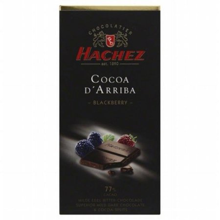 HACHEZ 12686 3.5 oz. Chocolate Bar 77 Percent Blackberry Bits