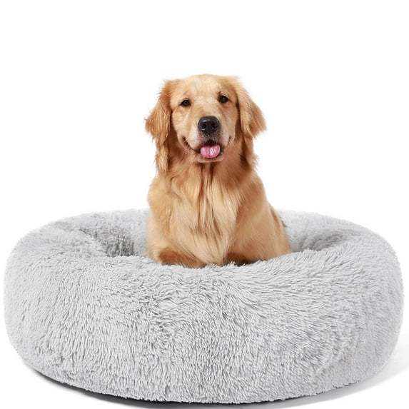 HACHIKITTY Calming Donut Dog Beds Cuddler, Dog Beds for Medium Large Dogs, Indoor Dog Calming Beds Large, Gray, 36"X36"