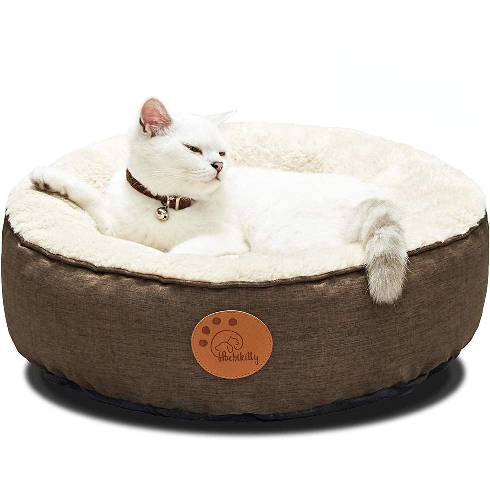 Medium Round Brown Faux Fur Donut Pet Bed