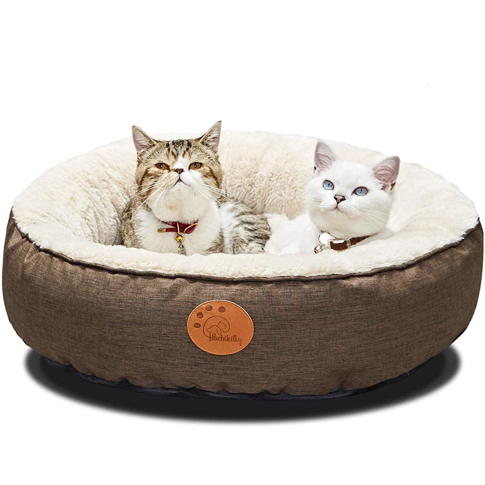 Medium Round Brown Faux Fur Donut Pet Bed