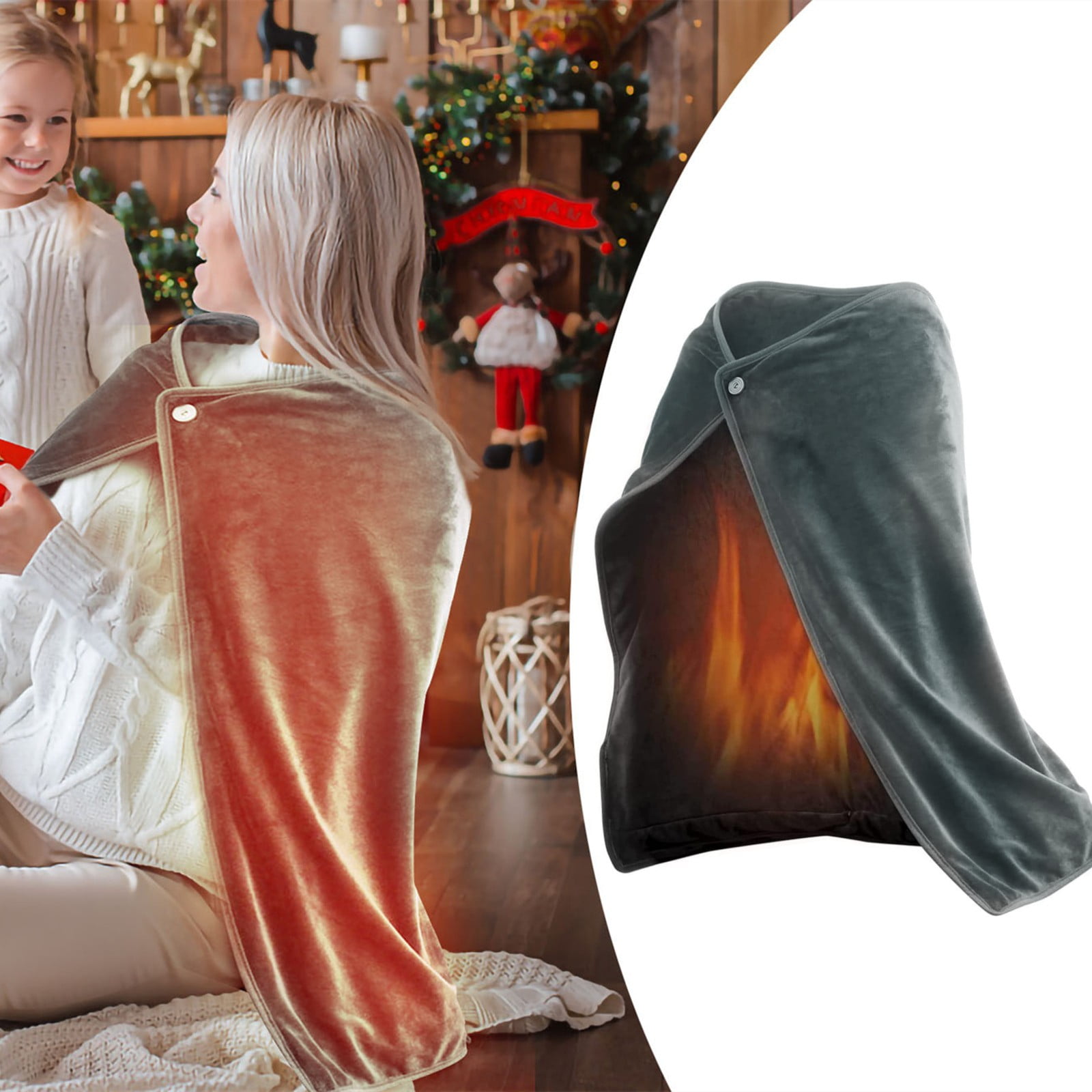 HACHUM USB Electric Heated Shawl Blanket, Heated Shawl Blanket, Flannel