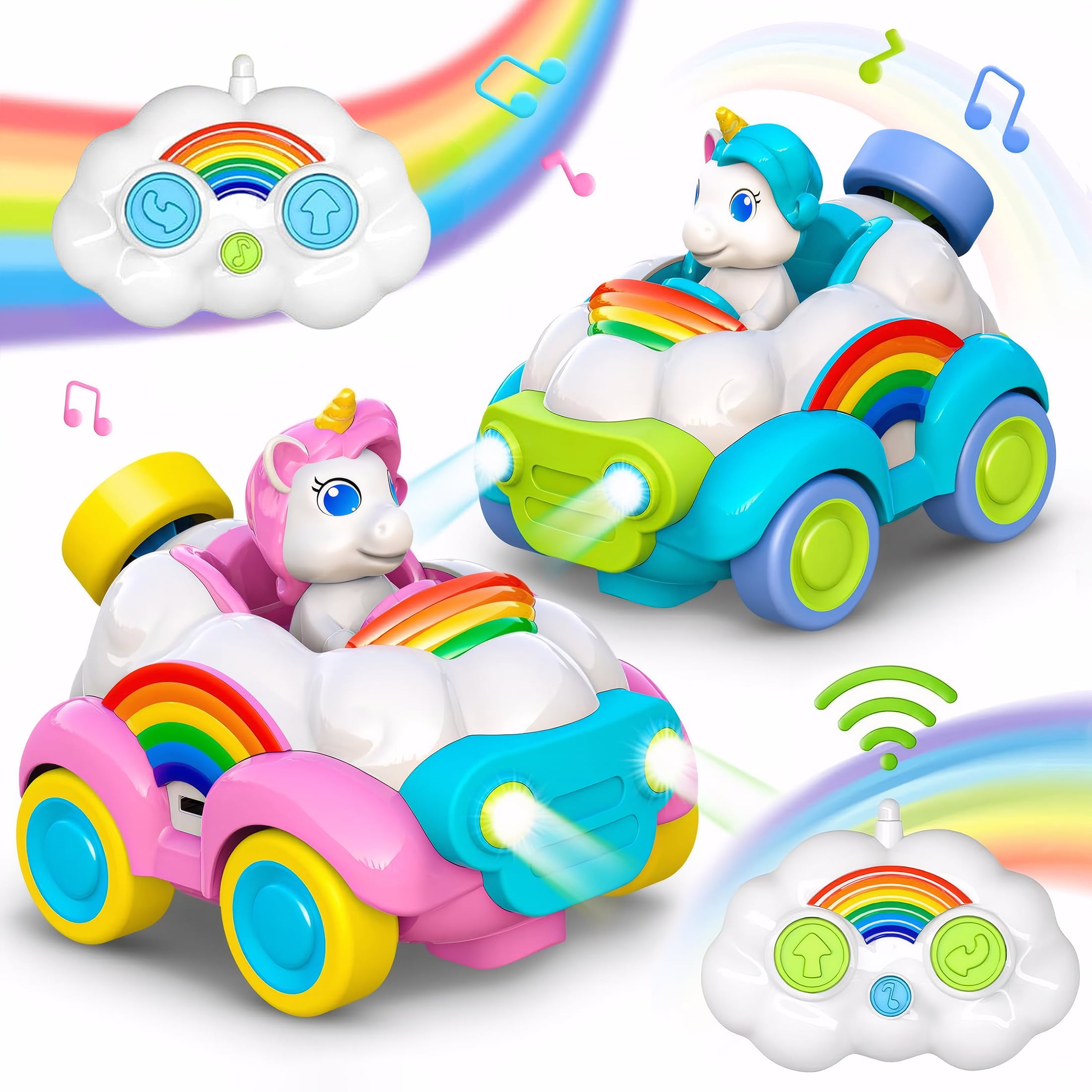 HACOCOLA Unicorn Remote Control Car Toy with LED Light and Music for Girls Gifts